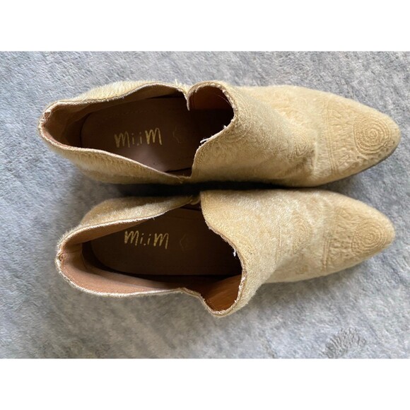 Mi.iM Gold Textured Calf Hair Western Leather Ankle Slip On Booties Sz-8 - Picture 11 of 12